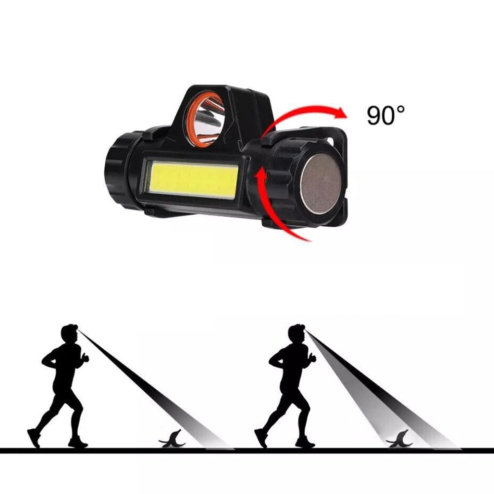 Dual Light Source Headlamp COB Camping Headlight with Rechargeable Battery