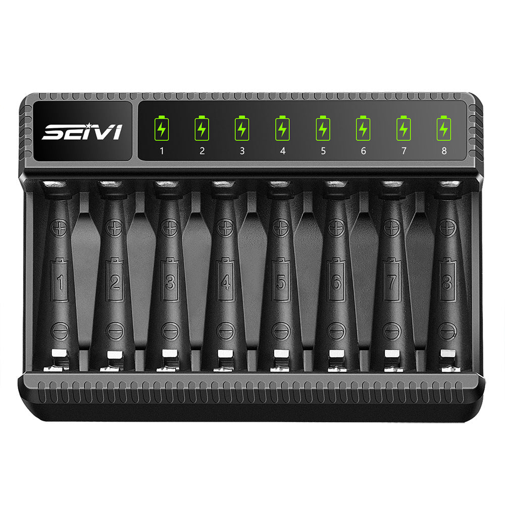 8 Slot Smart Battery Charger with LED Display for AA AAA NiMH Rechargeable Batteries
