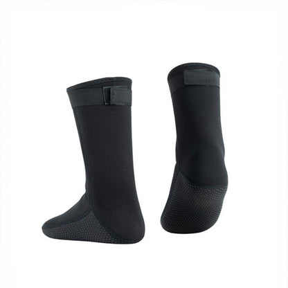 Pair of Unisex 3mm Neoprene Diving Socks Scuba Sailing Warm Black Long Socks