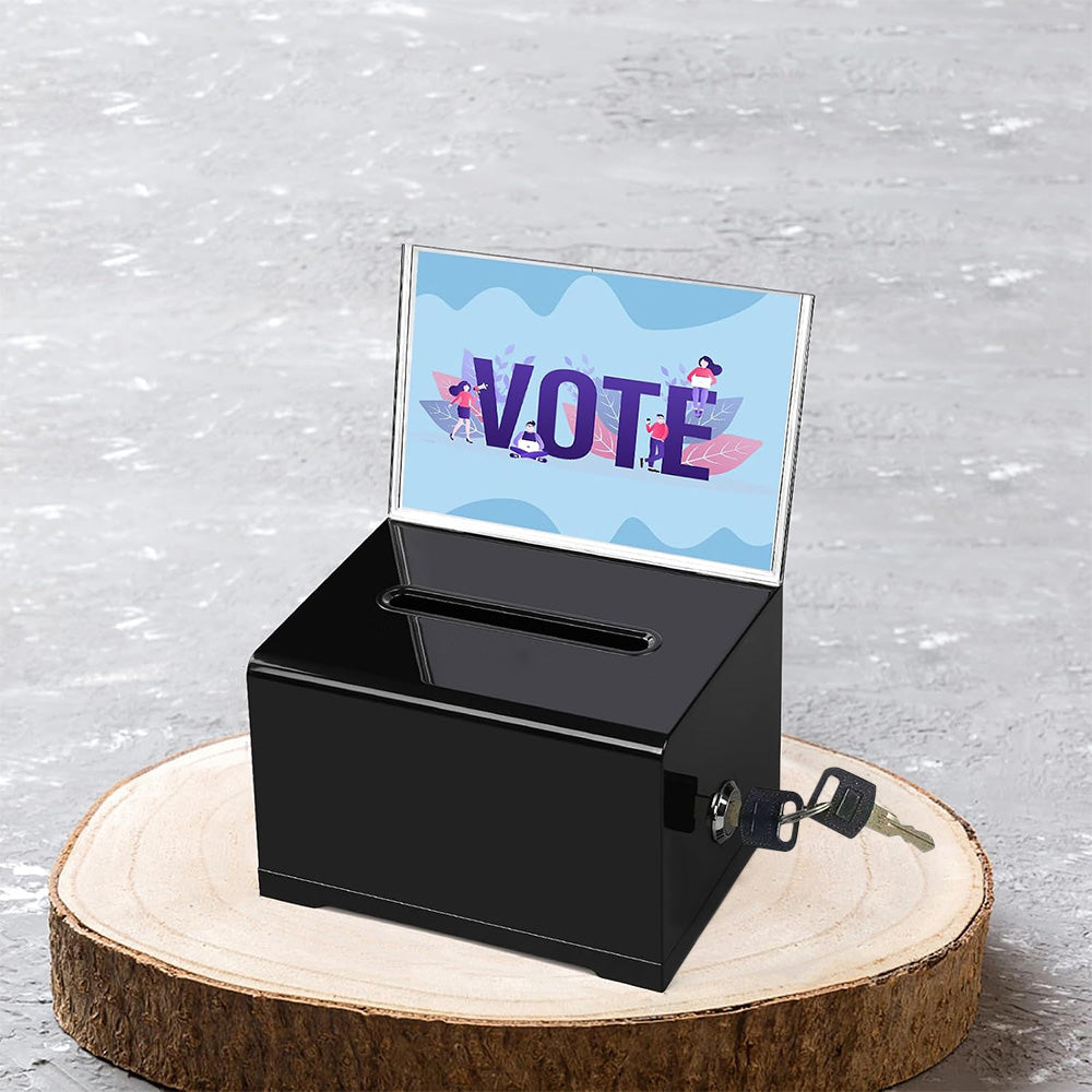 Lockable Suggestion Box with Keys Desktop Collection Box for Voting Donations Suggestions