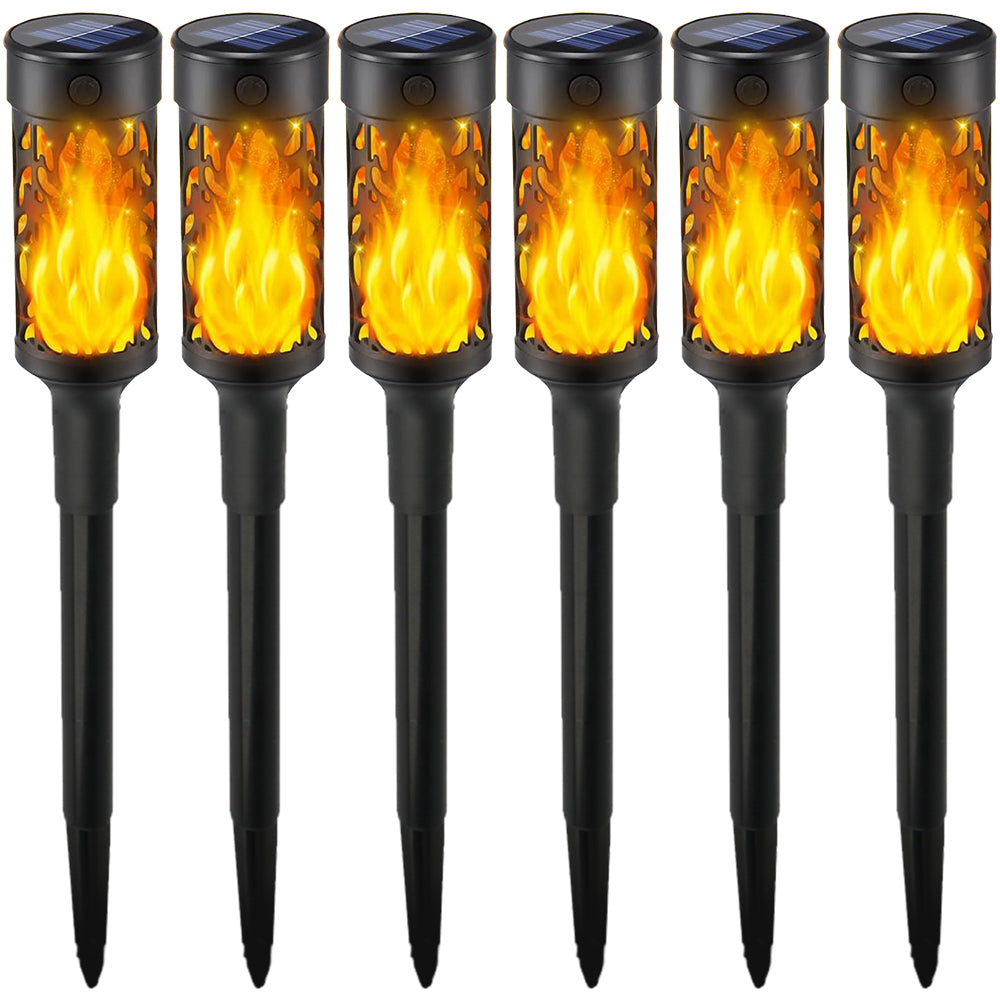 6Pcs Solar LED Tiki Torch with Flickering Flame Solar Outdoor Light