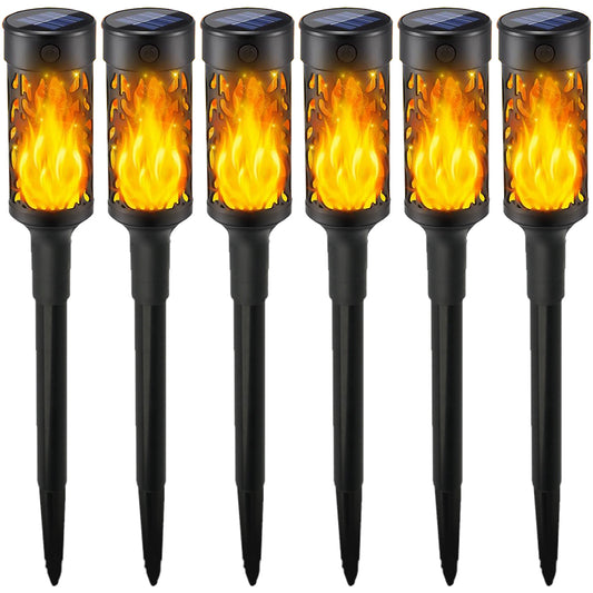 6Pcs Solar LED Tiki Torch with Flickering Flame Solar Outdoor Light