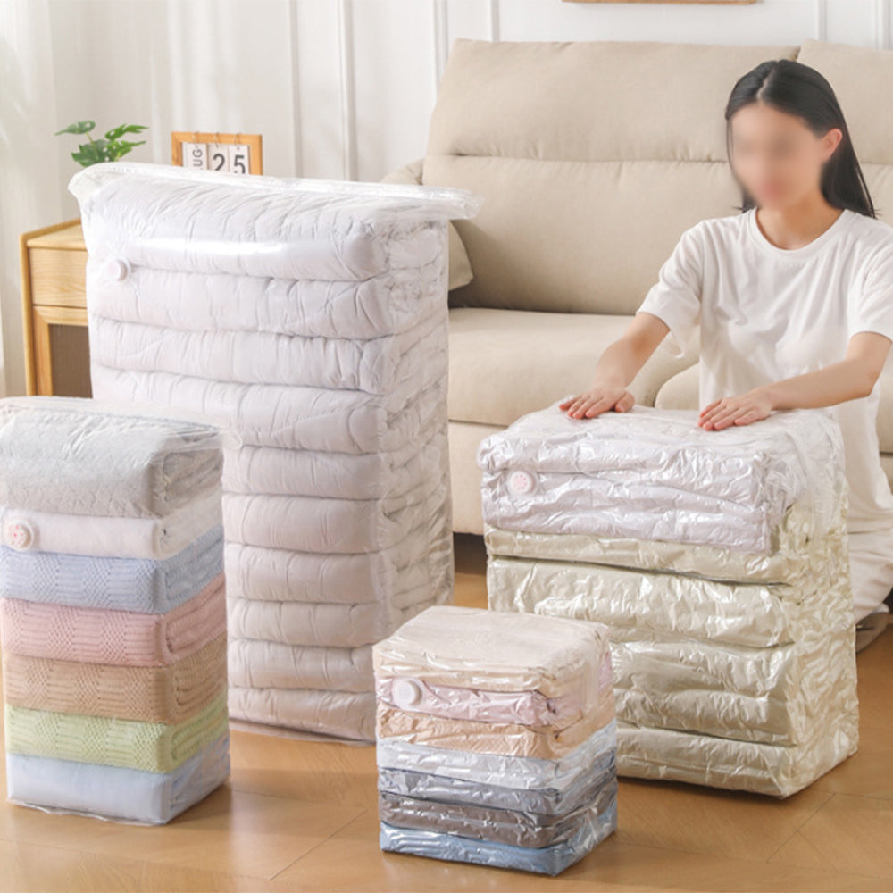 8 Pack 3D Vacuum Compression Storage Bags for Clothes Quilts Travel Space-Saving