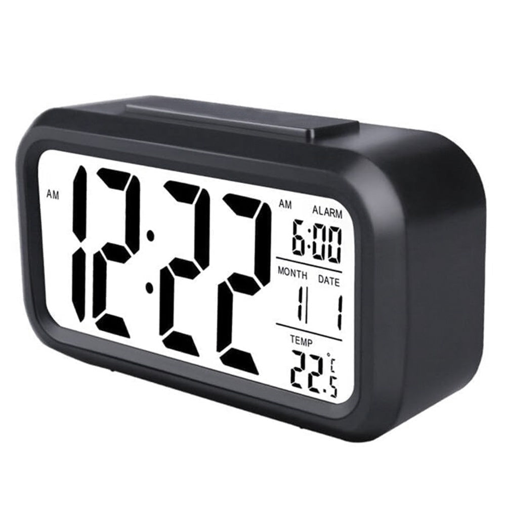 Digital Alarm Clock Battery Operated with Night Light and Indoor Temperature