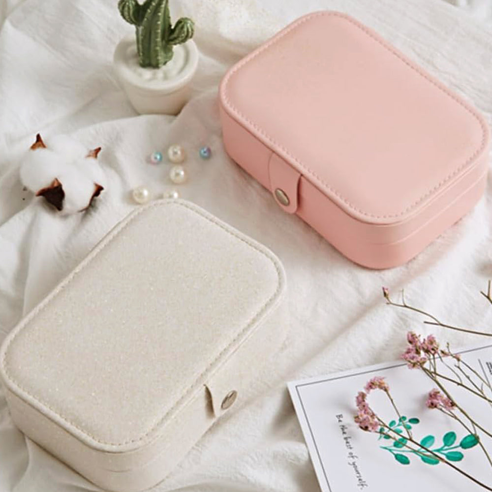 Portable Jewelry Case Travel Jewelry Box with Button