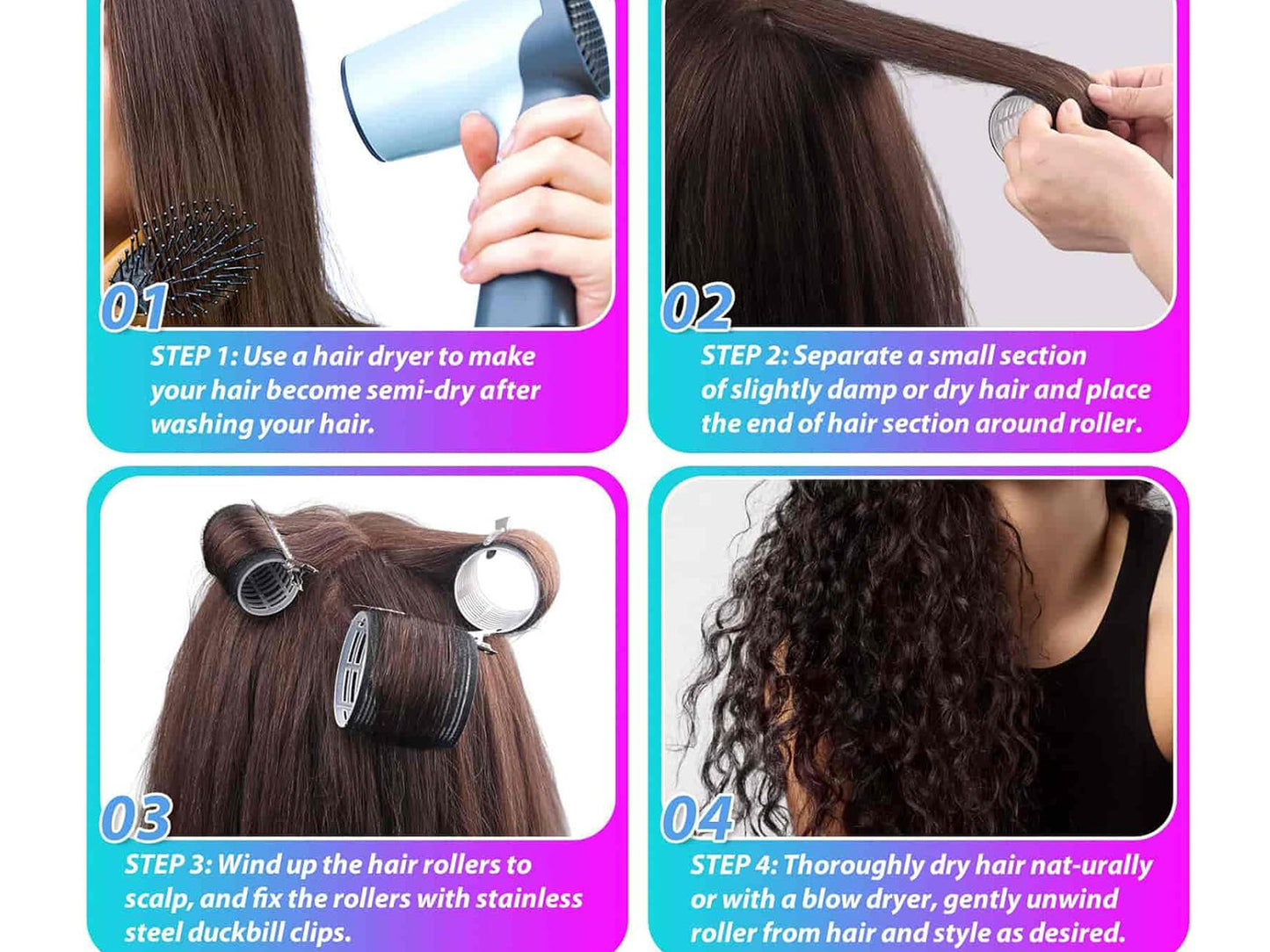 Hair Curlers Set 24Pcs Hair Rollers Self Grip Hair Rollers with 24 Clips