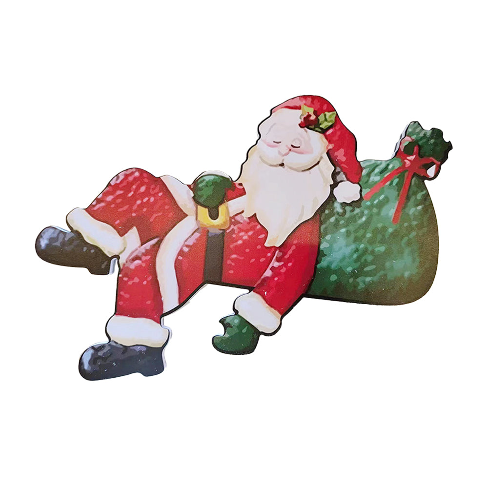 Christmas Fence Peeker Decoration Outdoor Garden Fence Signs-Lying Santa Claus