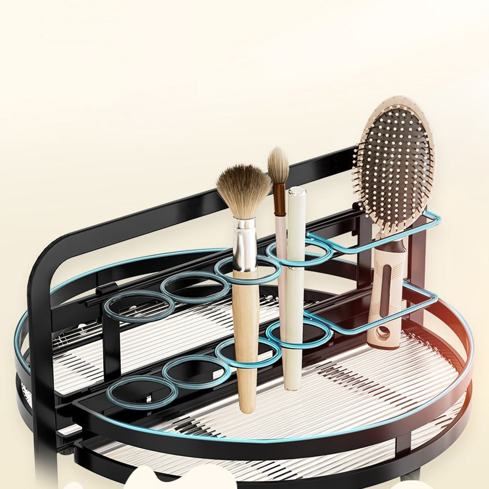 Rotating Makeup Organizer Double Layer with Brush Holder for Skincare Perfume