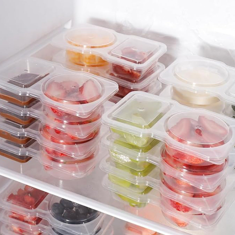 20Pcs Double Compartment Condiment Container Reusable Snack Containers with Lids