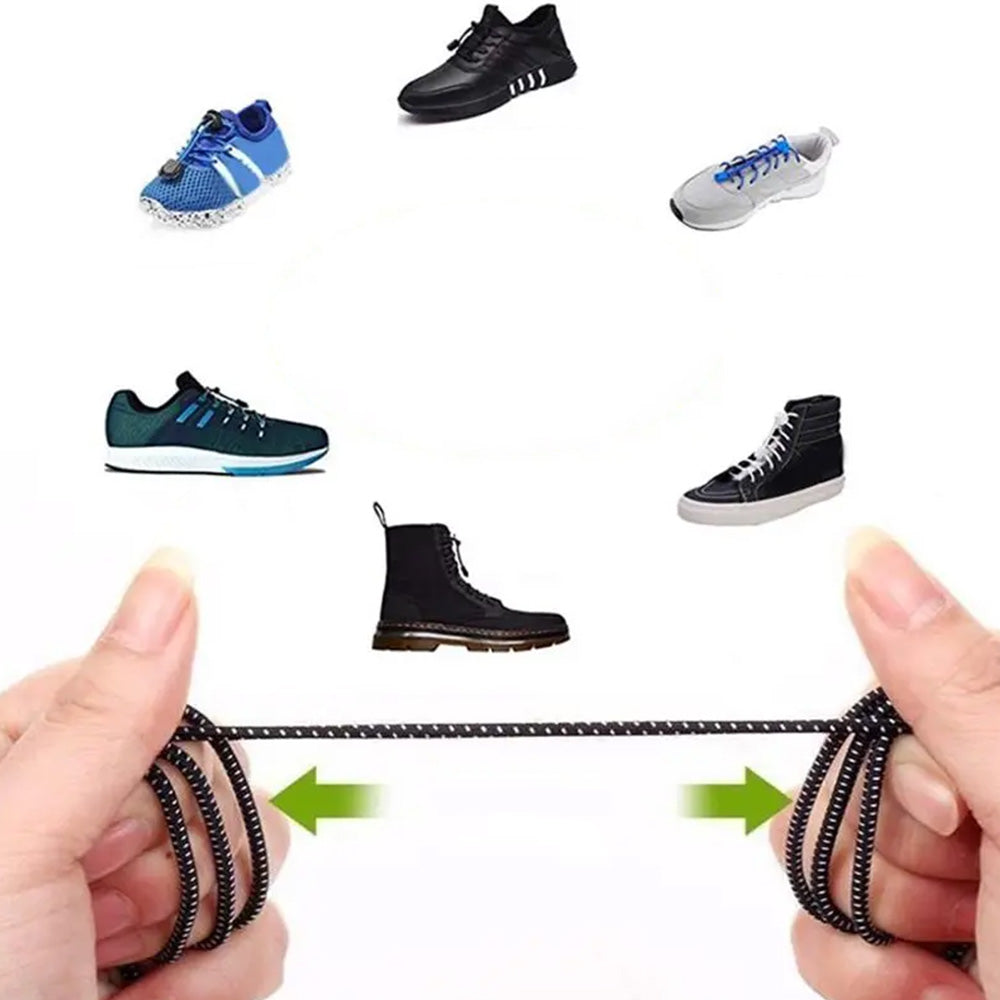 2 Pairs Elastic No Tie Shoelaces with Spring Lock for Adults and Seniors Easy On and Off