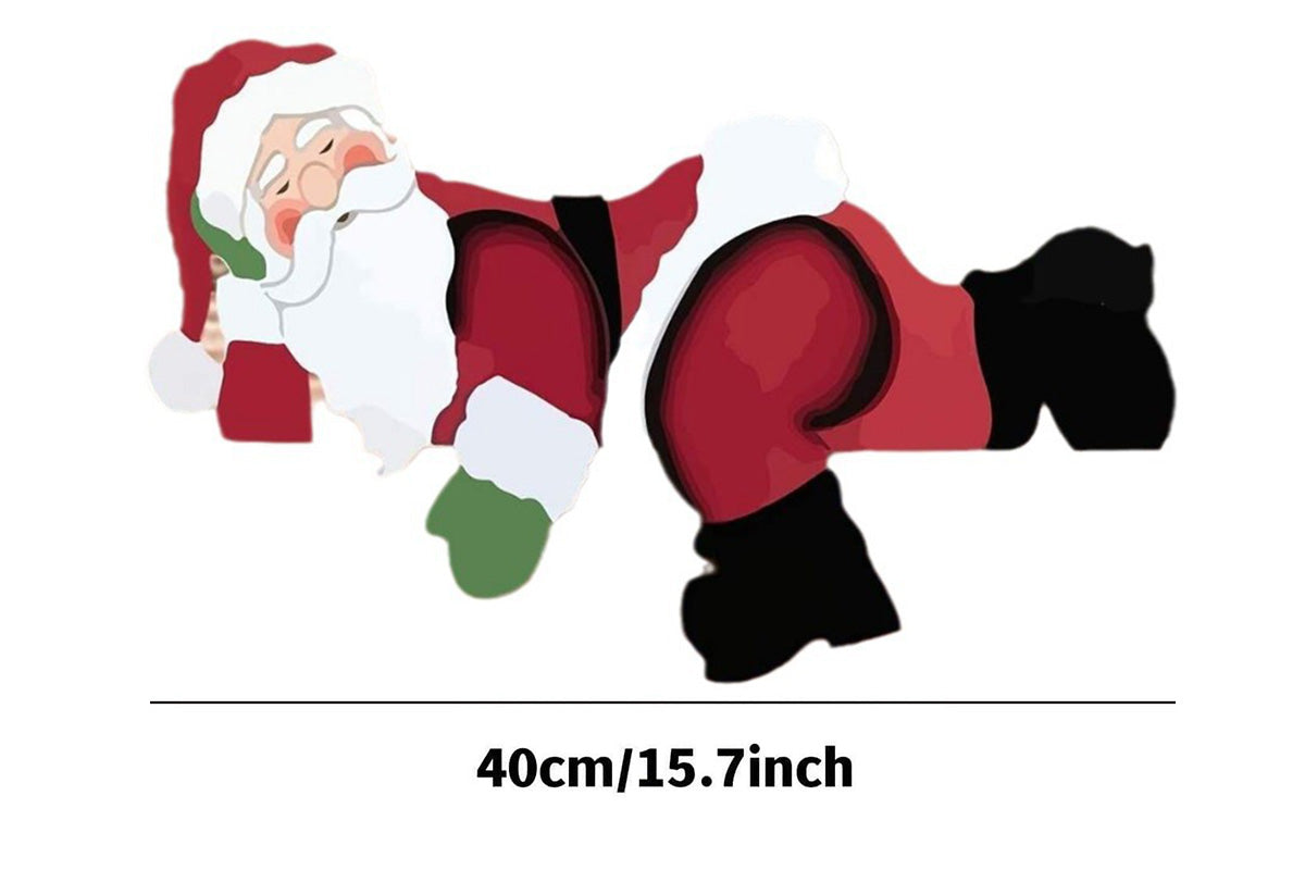 Christmas Fence Decoration Santa Claus Peeking Yard Garden Outdoor Sign