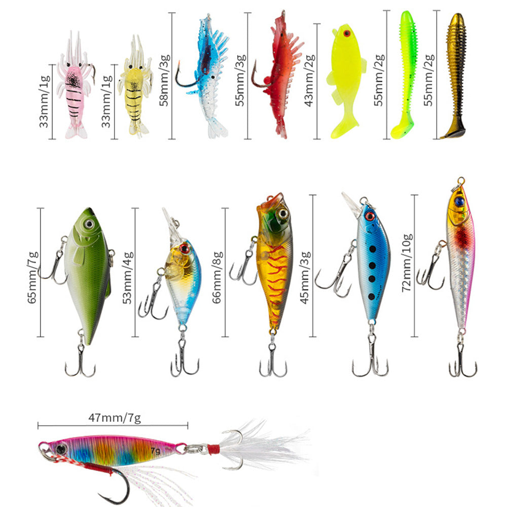 24-Piece Fishing Lure Gift Set with Assorted Sizes and Shapes
