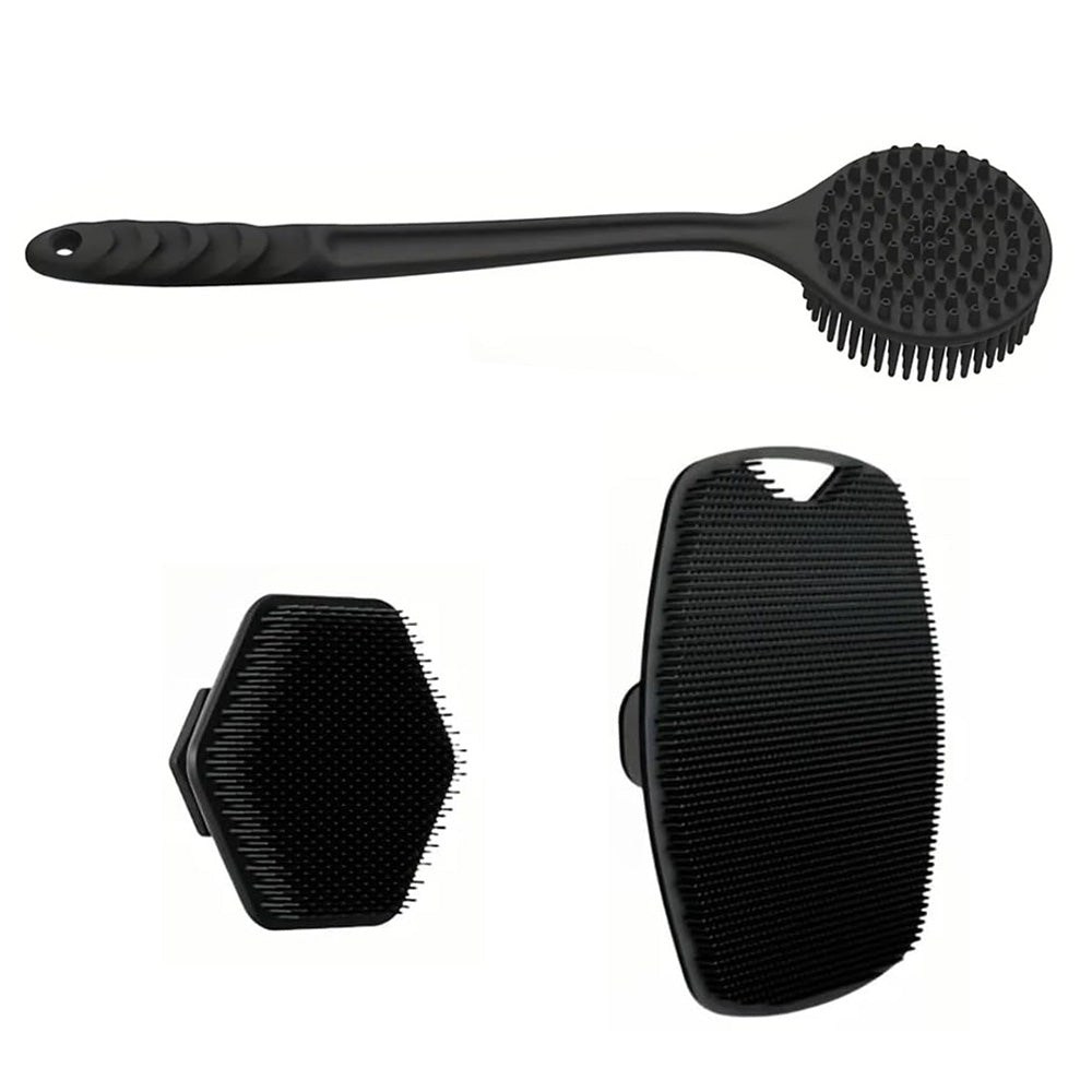 Long Handle Silicone Body Scrubber Shower Brush Set Bath Brush