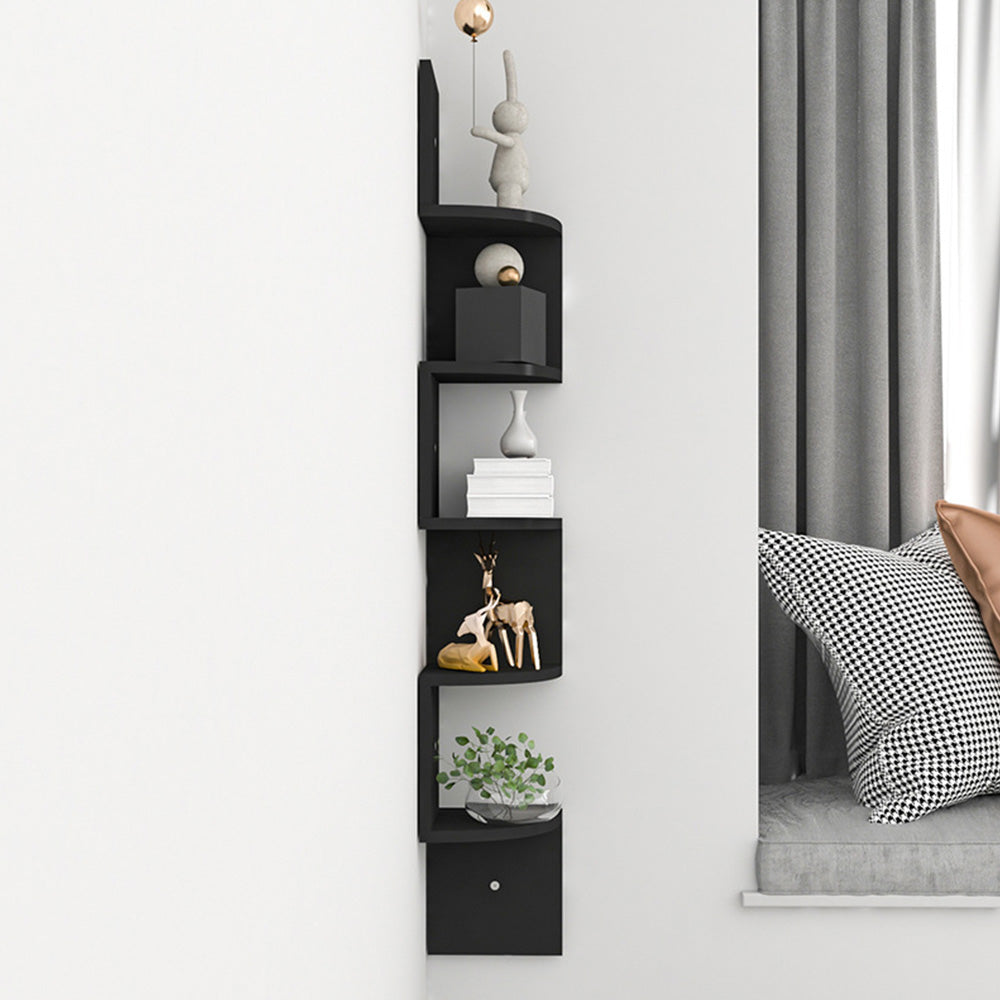 5 Tier Large Zigzag Corner Wall Mounted DVD CD Storage Display Shelf