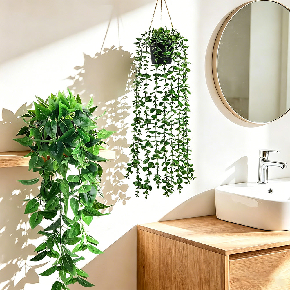 4 PCS Fake Hanging Plants with Pots Artificial Plants for Wall Room Balcony Office