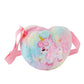 2Pcs Girls Cute Plush Heart Unicorn Embroidery Zipper Crossbody Bag