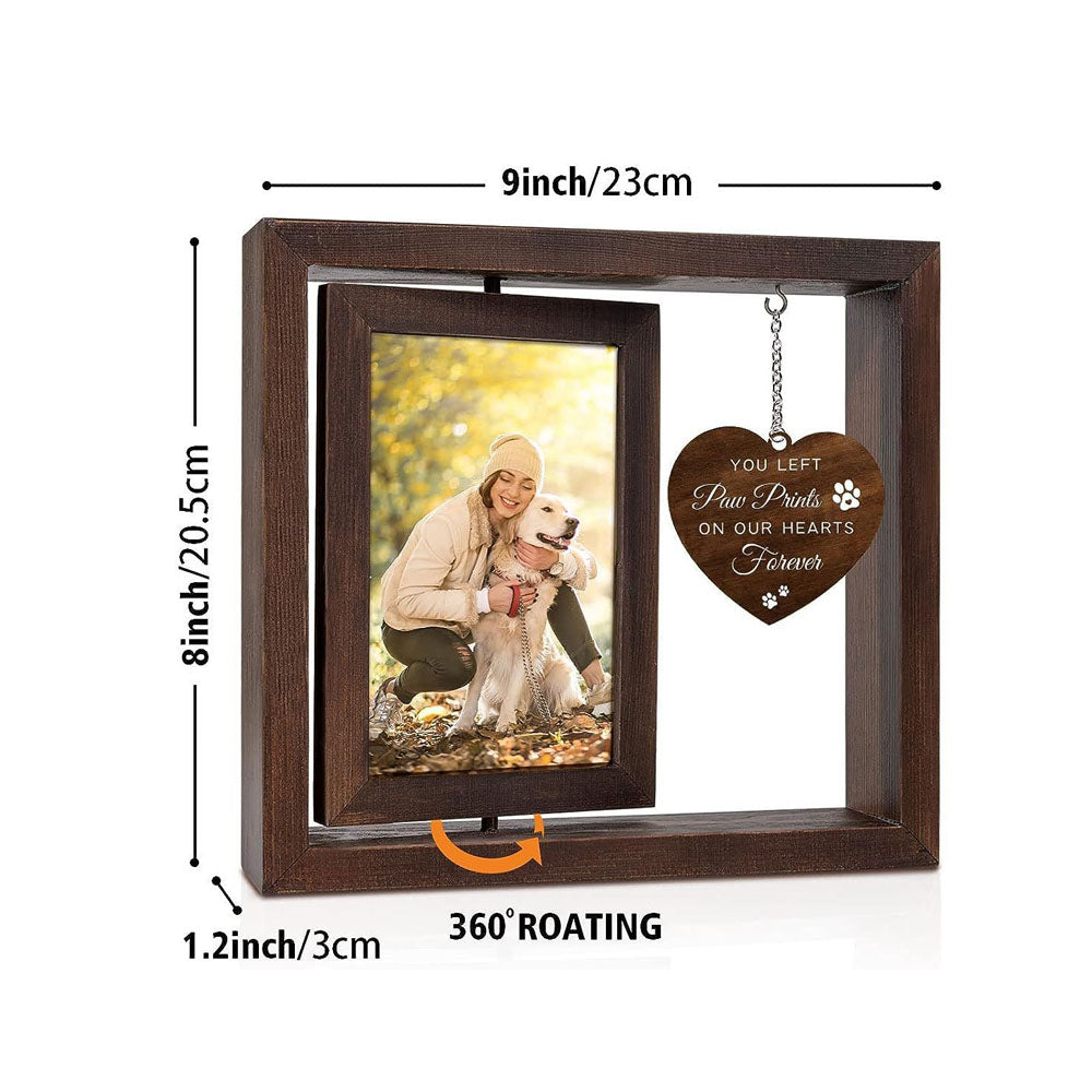 2Pcs Pet Rotating Wooden Photo Frame for 4x6-inch Photo