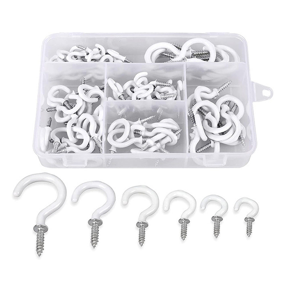 90 PCS Ceiling Hooks with 1 Storage Box Durable Wall Hooks for Hanging Cups Plant Tools