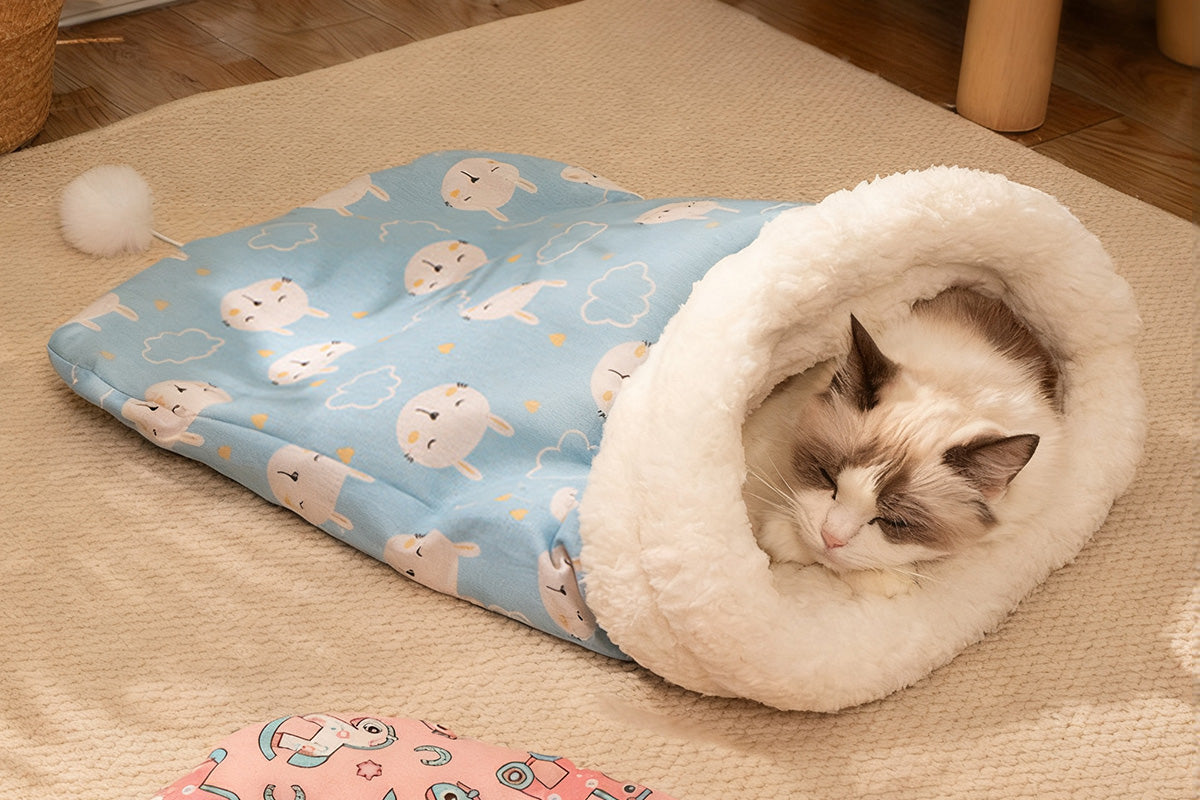 Warm Sherpa Pet Sleeping Bag Pet Sleep Sack Comfortable Pet Bed Bag