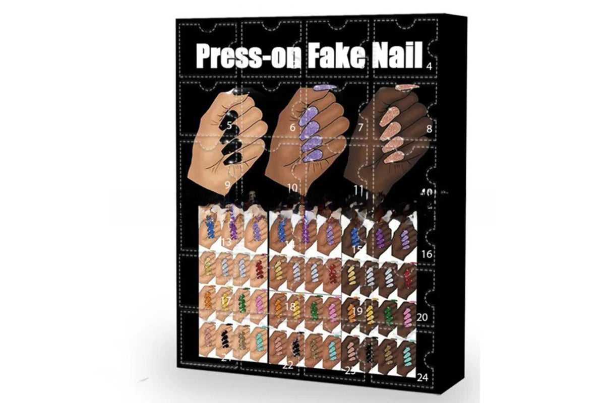 12 Days Christmas Countdown Calendar Nail Set 2025 Advent Holiday Fake Press On Nails