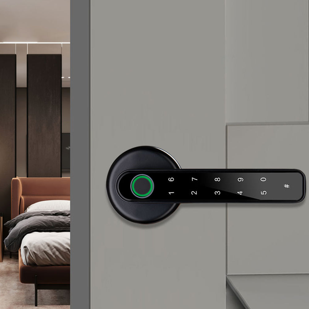 Smart Fingerprint Password Handle Door Lock with Tuya APP