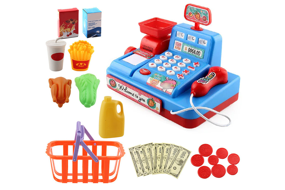 Cash Register Pretend Play Calculator Cash Register Toys with Scanner