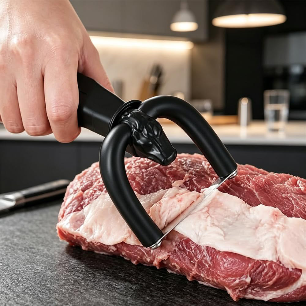 Black Bull Shape Handheld Fat Trimmer And Meat Cutter For Kitchen BBQ