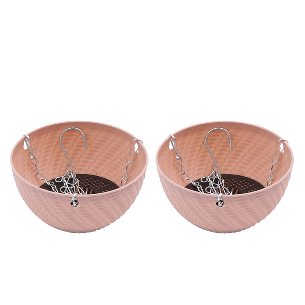2Pcs Hanging Flower Basket with Drainage Holes and Chain