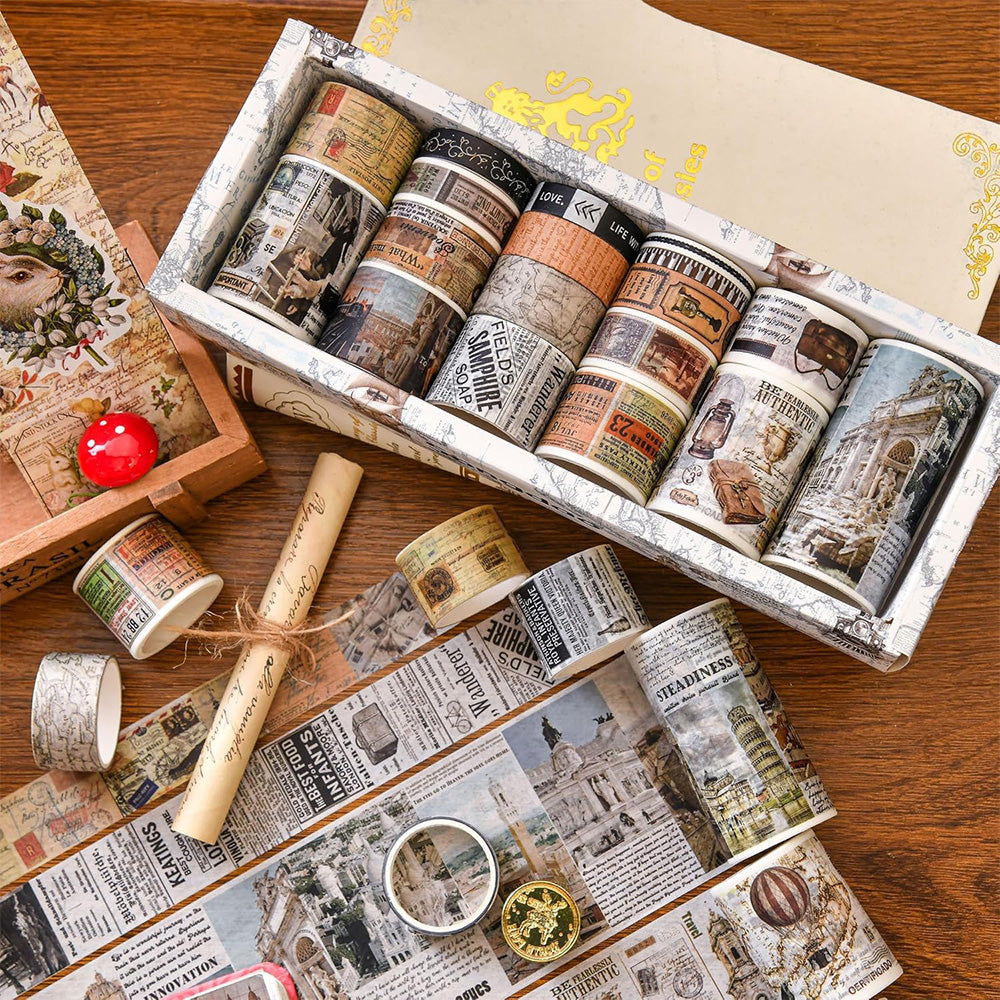 18 Rolls Vintage Washi Tape Set Writable Tapes for Scrapbooking Junk Journal supplies