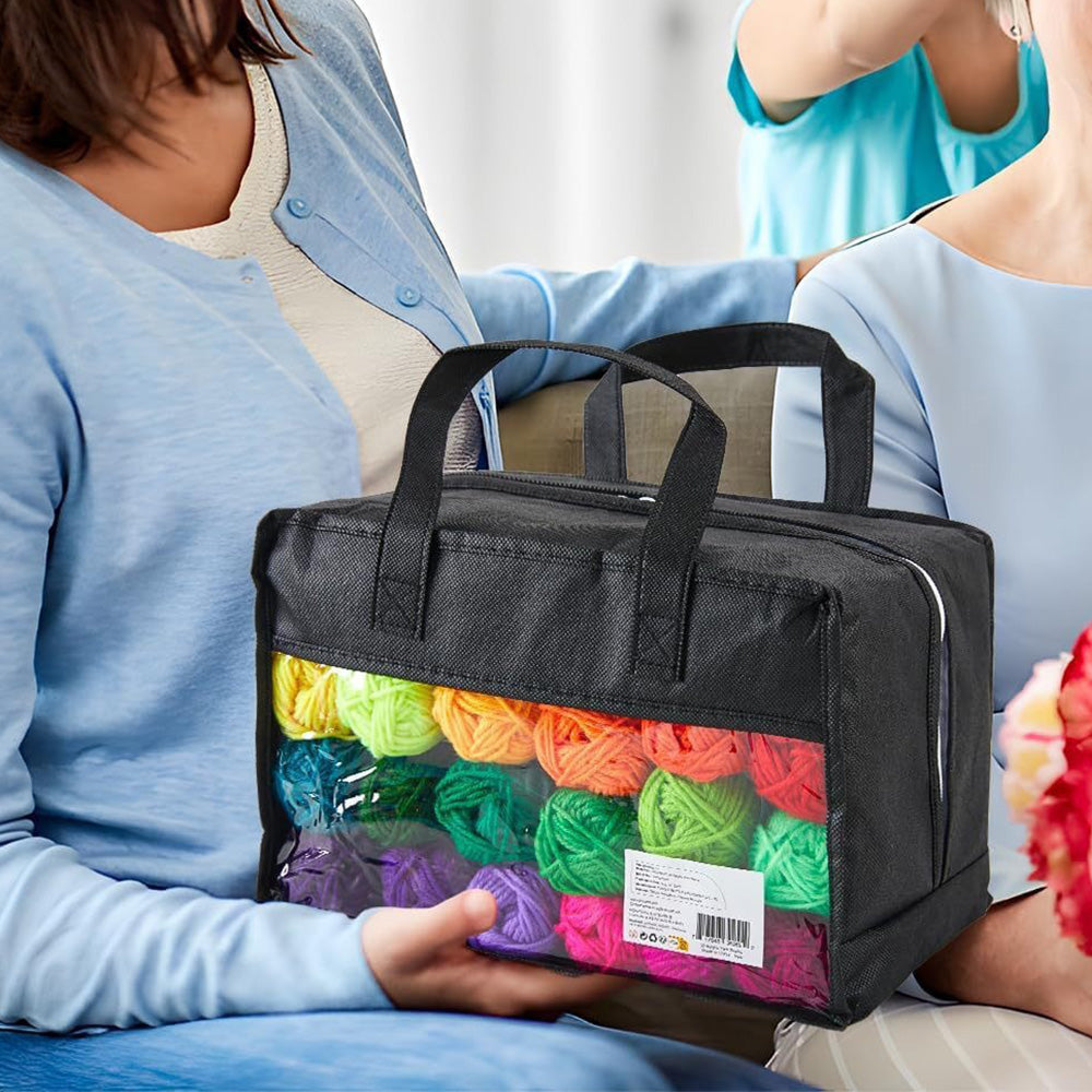 Crochet Yarn Set with Hooks Sewing Needles Stitch Markers Storage Bag