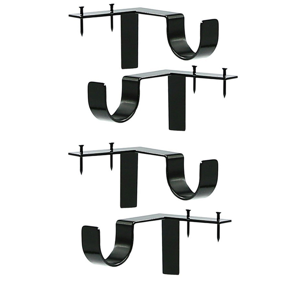 2Pcs Tap In Iron Curtain Rod Brackets for Wooden Window Frames