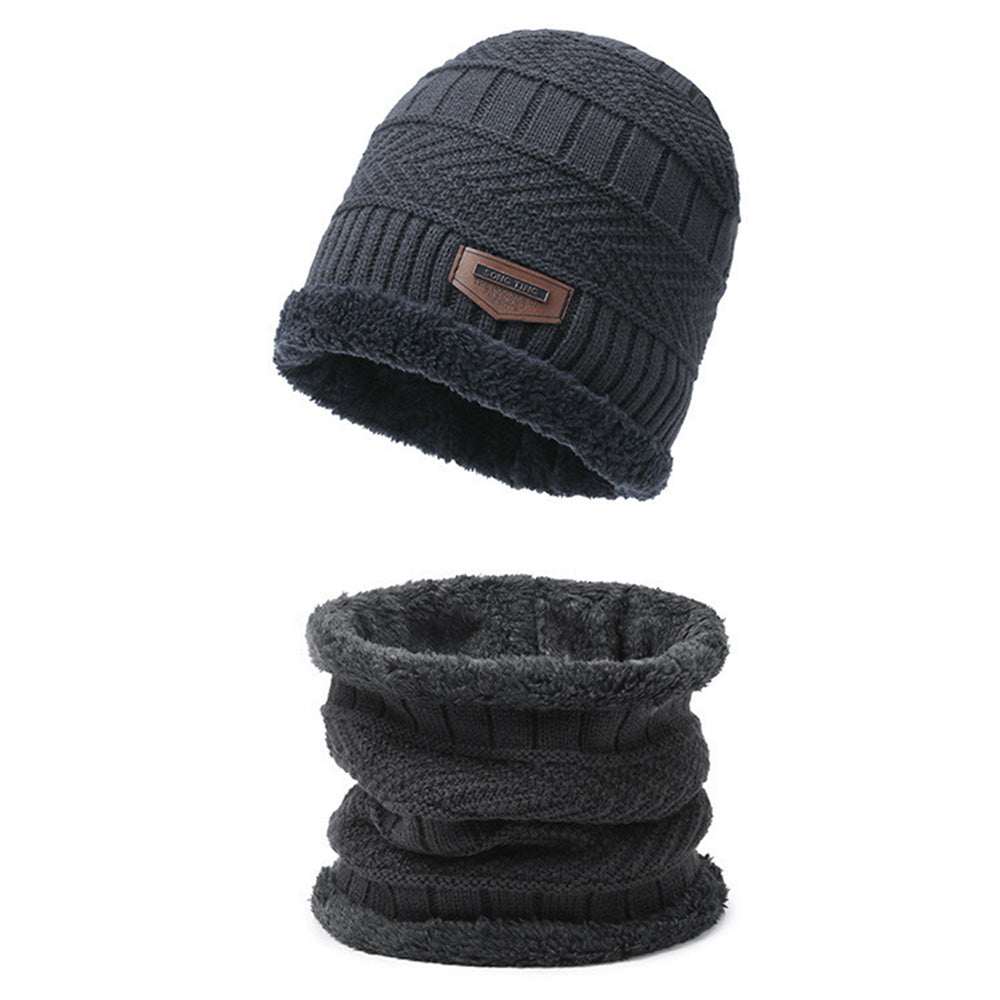 Beanie Hat with Scarf Set Warm Polyester for Men and Women Winter Outdoor Activities