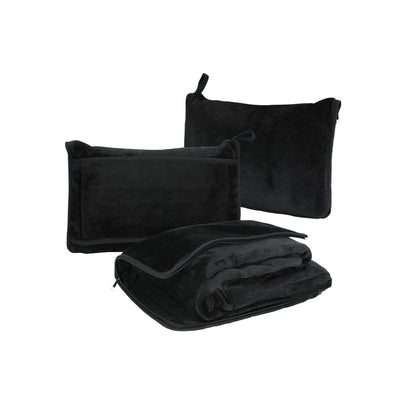 2-in-1 Travel Blanket and Pillow with Hand Luggage Belt and Backpack Clip