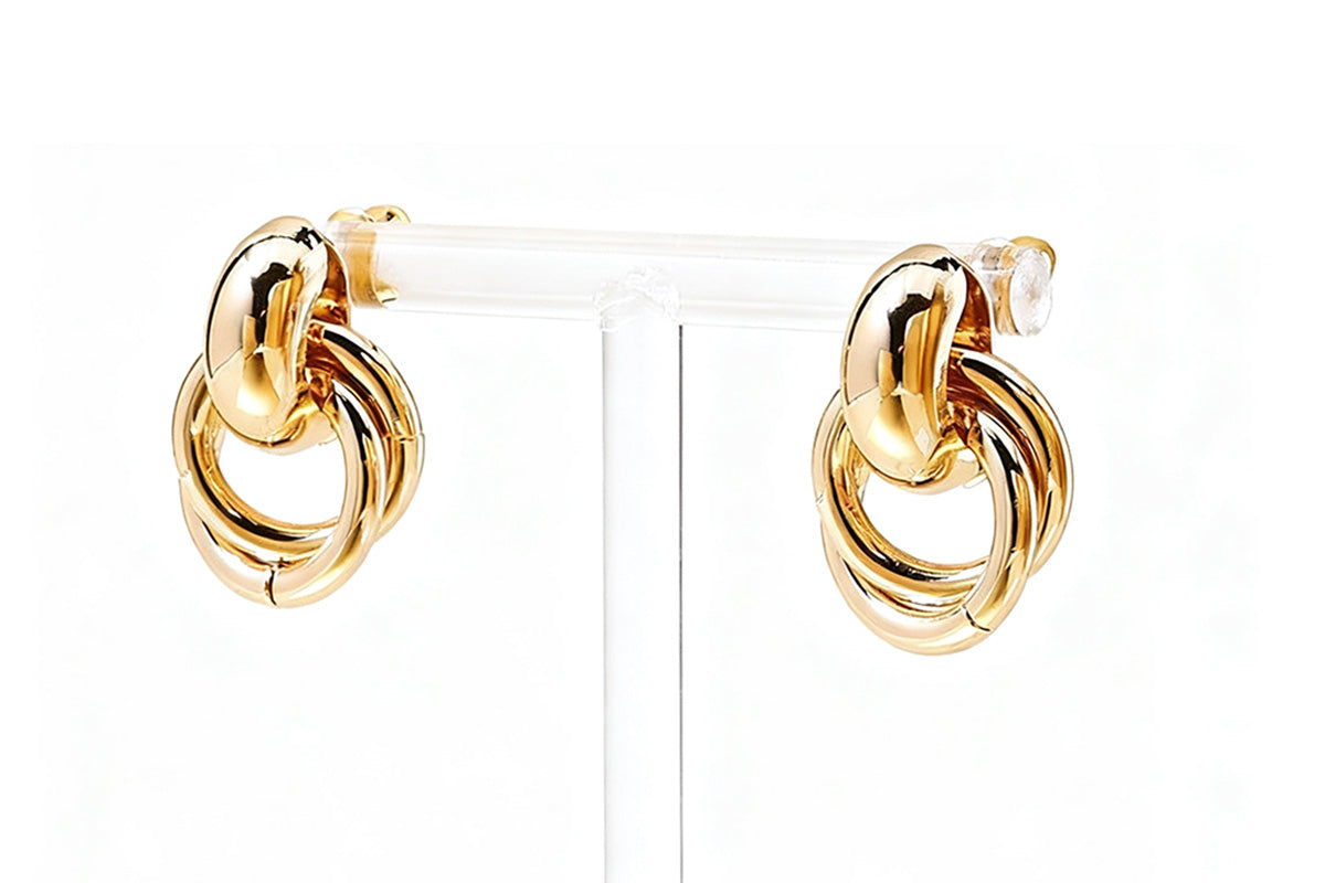 2 Pairs Women Geometric Dangle Drop Earrings Large Knot Design
