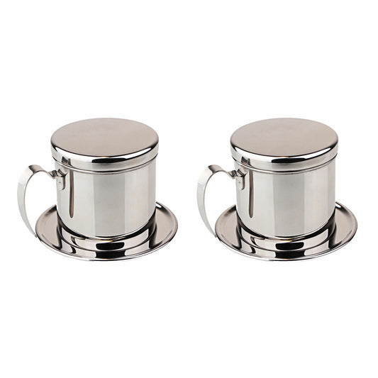 2Pcs 304 Stainless Steel Vietnamese Drip Coffee Pot Infuser for Home Filter Maker