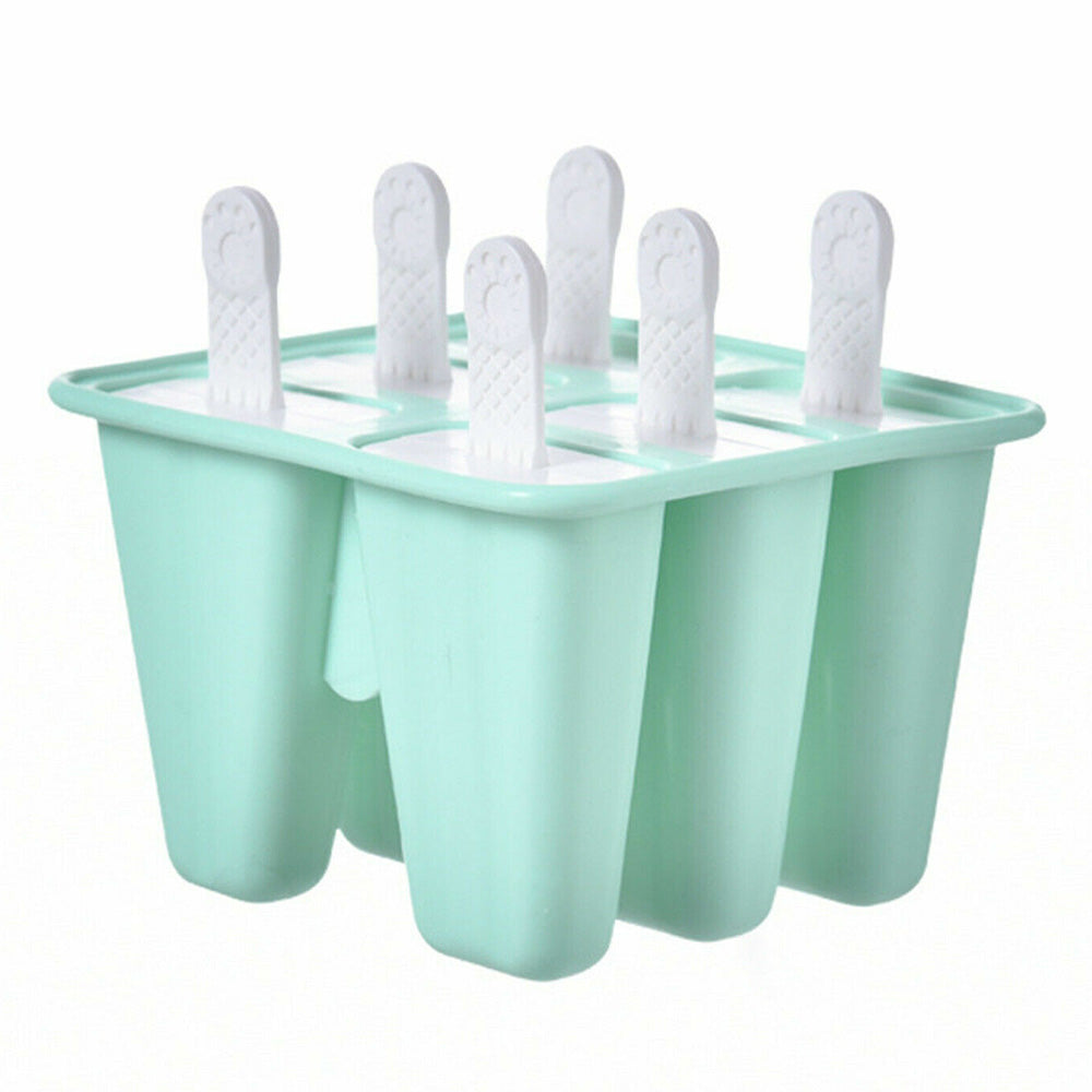 6 Cavity Ice Cream Mould Block Popsicle Molds Ice Lolly Mold With Sticks