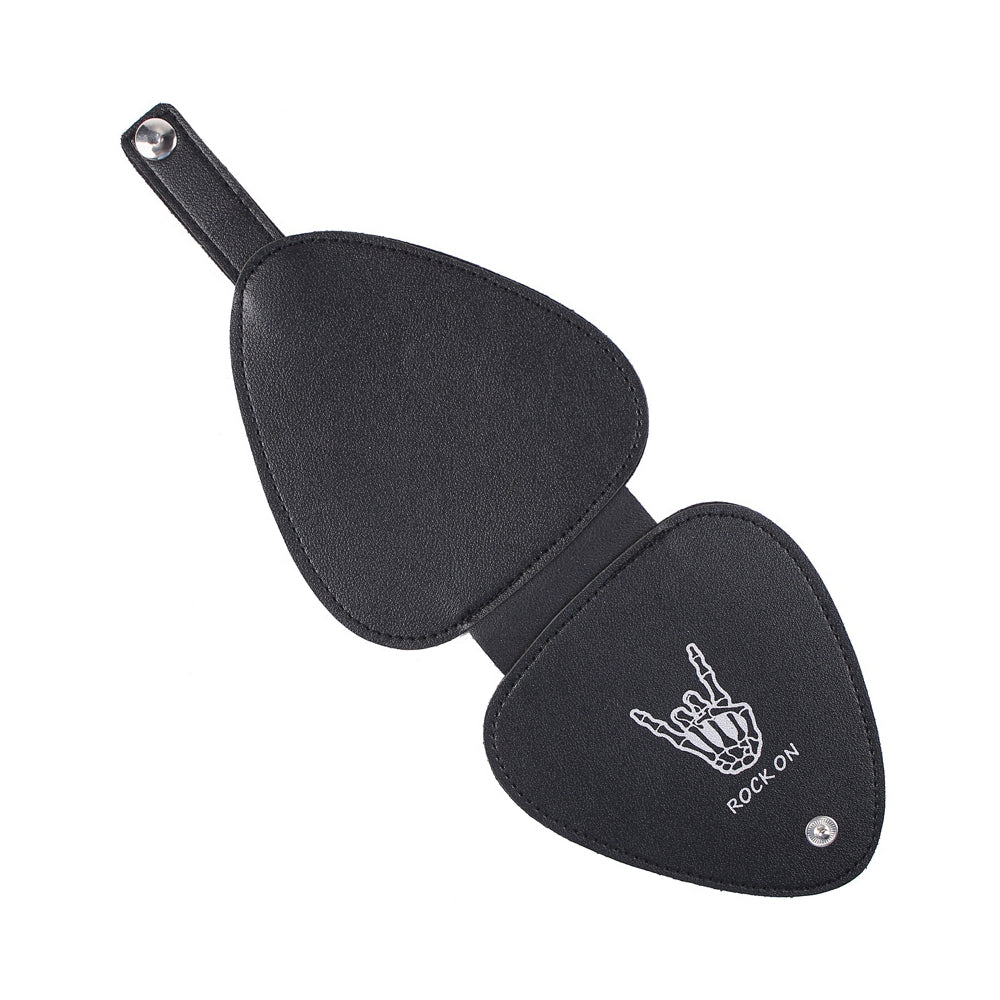 Guitar Picks Holder Case with 22 Picks PU Leather Guitar Plectrums Storage Pouch