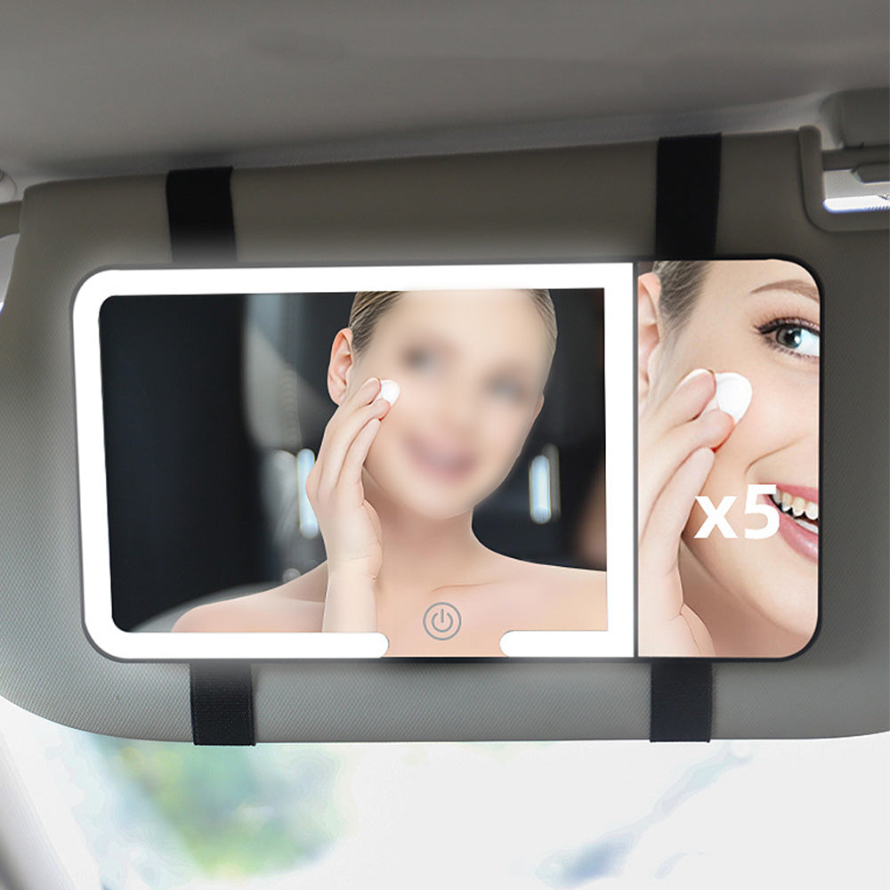 Car Sun Visor Vanity Mirror with Lights 5X Magnification Makeup Mirror for SUV Truck