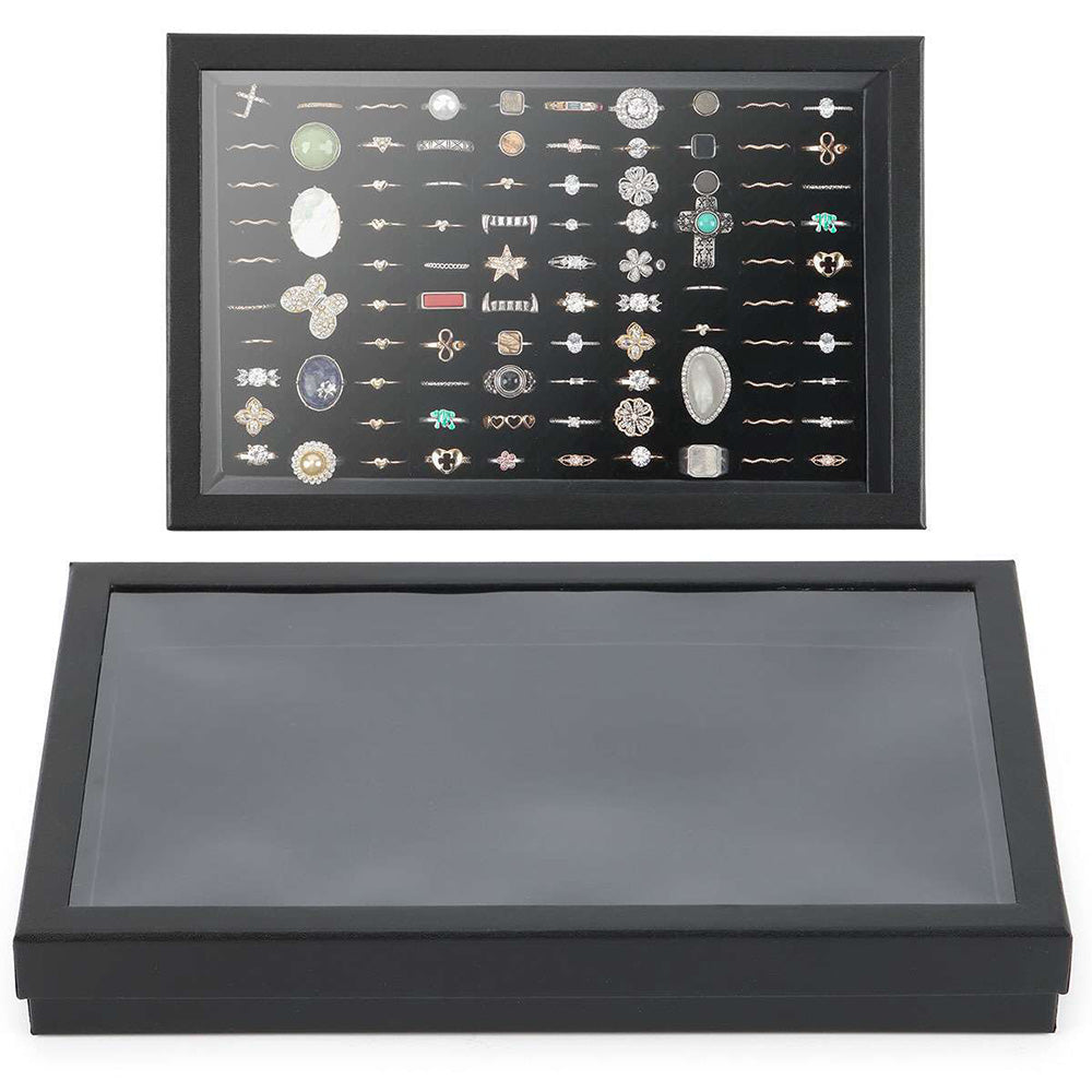 100 Slots Jewelry Ring Display Organizer Case Tray Holder Earring Storage Box
