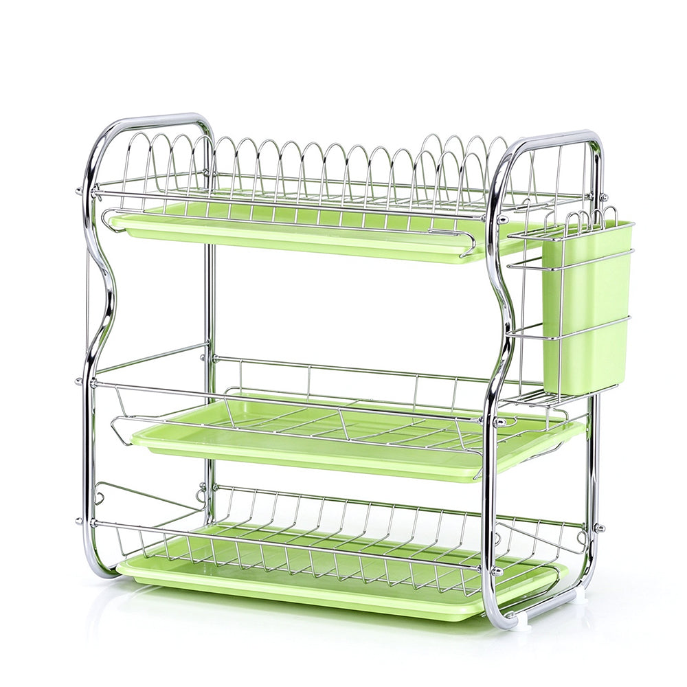 Multifunctional 3 Tier Iron Dish Drying Rack with Drainboard