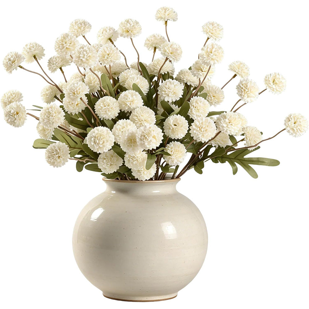 5 Pack Stem Cloth Dandelion Ball Artificial Flowers with Bendable Stems