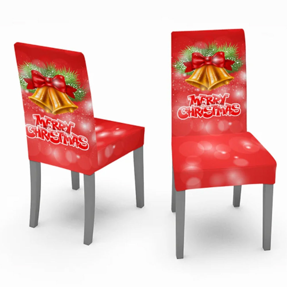 2Pcs Christmas Dining Chair Covers Stretch Removable Washable Dining Room Chair Protector Slipcover