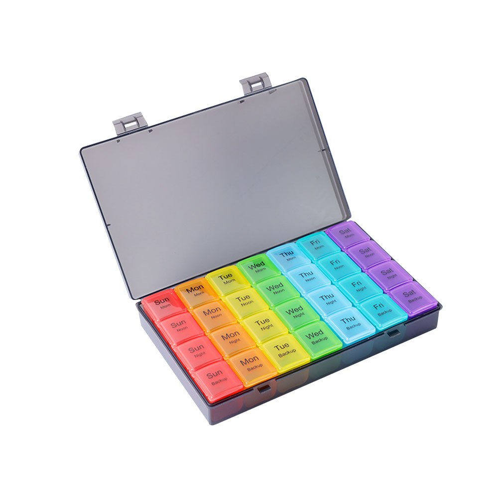 7-Day Pill Box Organizer 4 Times a Day Weekly Medication Dispenser