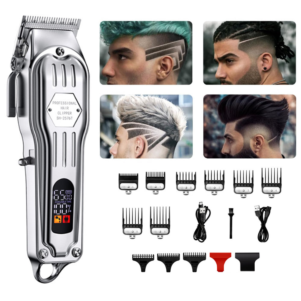 2Pcs LCD Display Cordless Hair Trimmers Set for Men