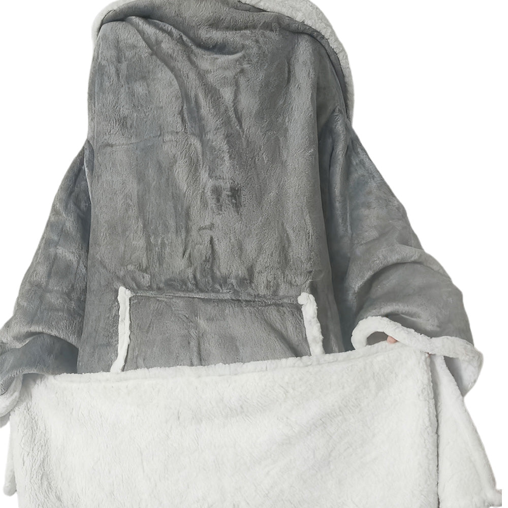 Sherpa Long Sleeve Throw Blanket Open Back Blanket Warm Sleeved Throw Blanket