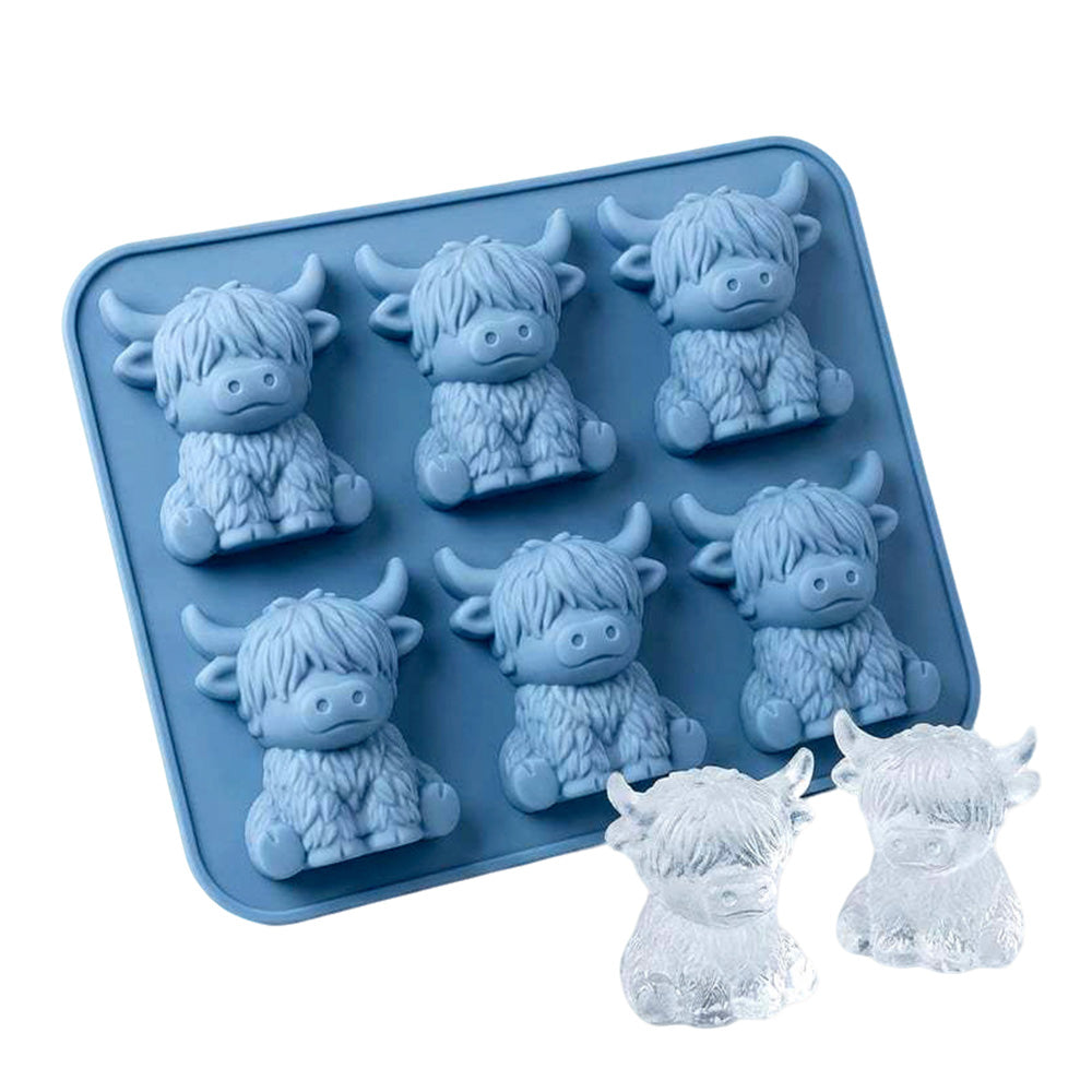 2 Pack 6 Cavity Silicone Highland Cow Ice Cube Molds