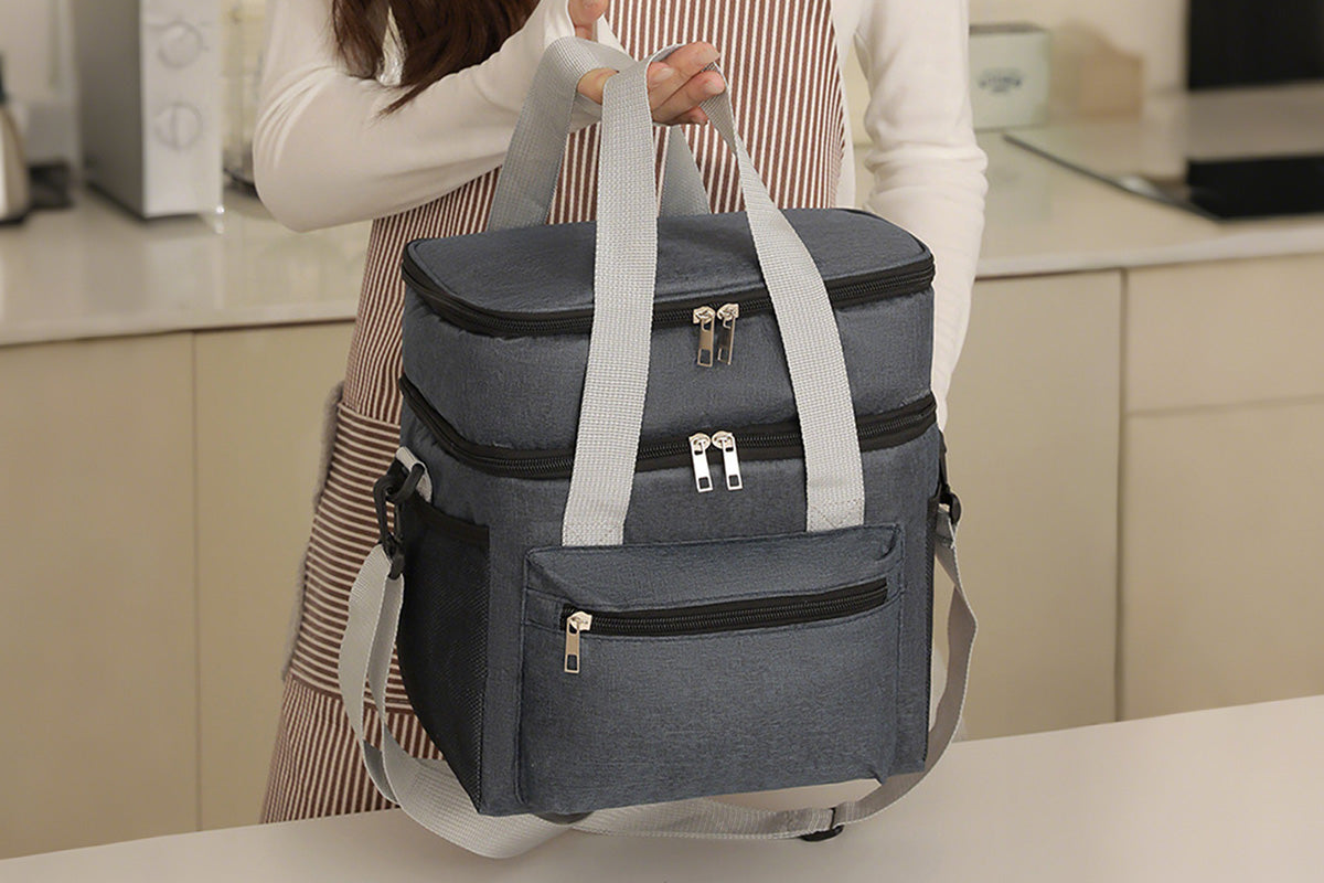 Double-Layer Insulated Portable Lunch Bag Cooler Food Container