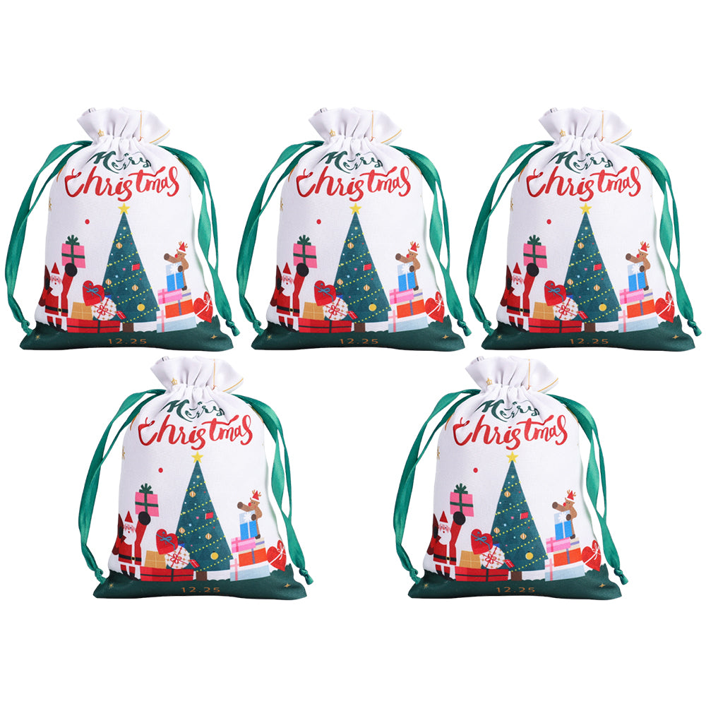 5Pcs 40x30CM Christmas Drawstring Bags Extra Large Christmas Sack Holiday Wrapping Sacks