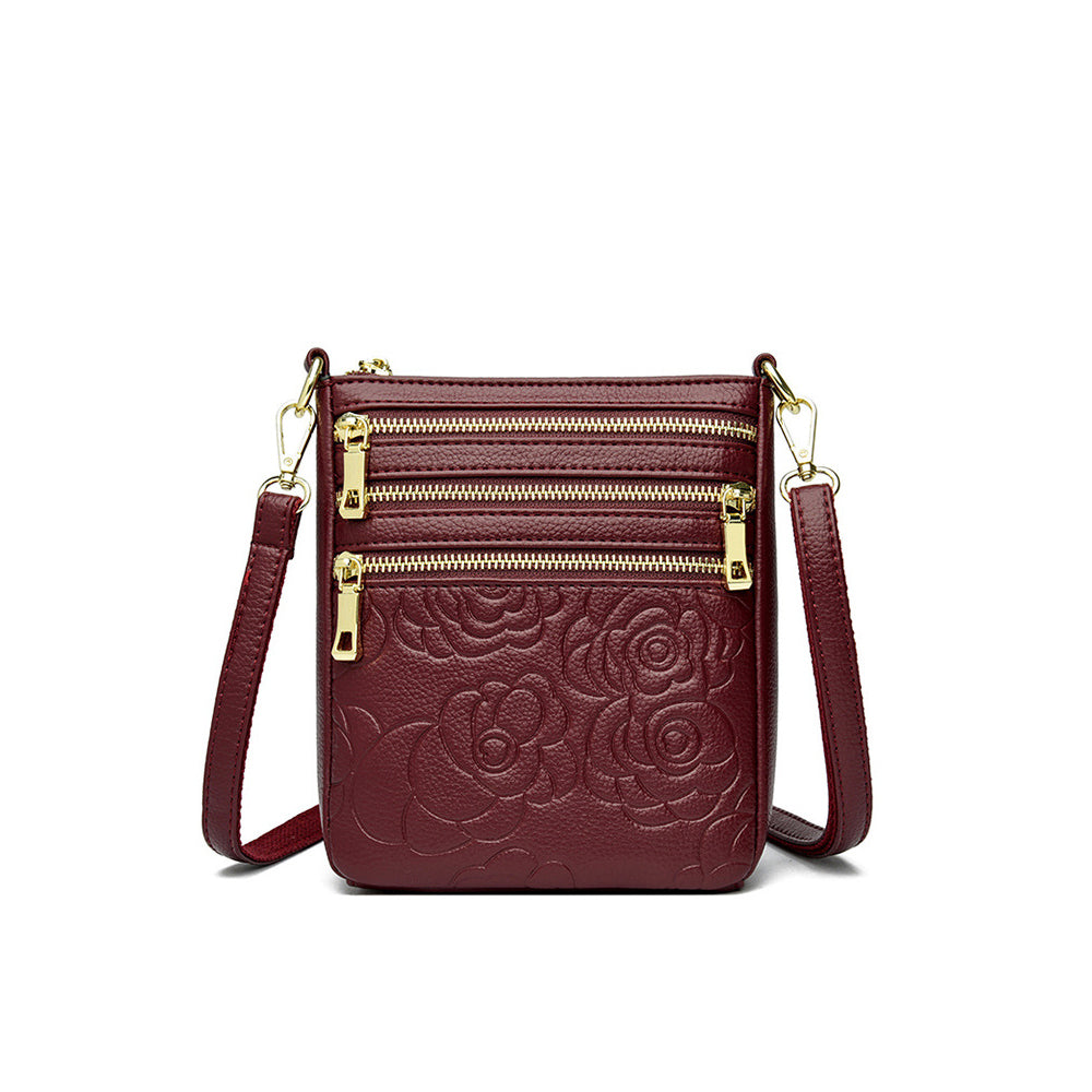 Genuine Leather Crossbody Shoulder Bag Multi-Compartment Water-resistant Handbag