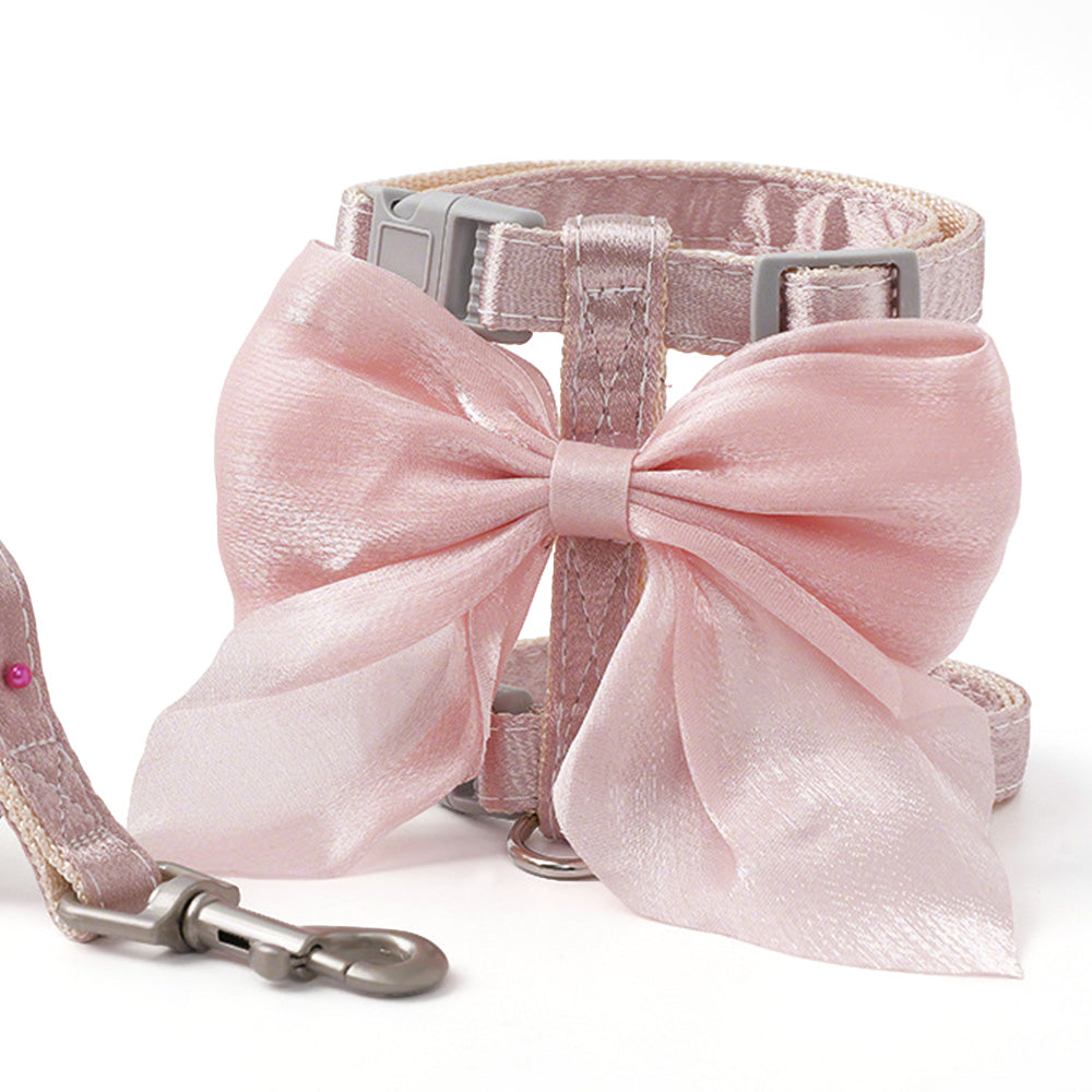 Adjustable Anti Escape Cat Harness Leash with Large Bow